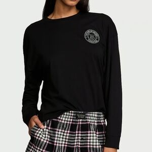 Victoria's Secret Black Long Sleeve Relaxed Pajama Top